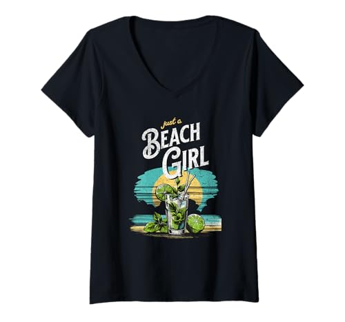 Damen Strandmädchen, süßer Mojito-Liebhaber T-Shirt mit V-Ausschnitt Damen Strandmädchen, süßer Mojito-Liebhaber T-Shirt mit V-Ausschnitt von Women's Retro Beach Fashion Ideas