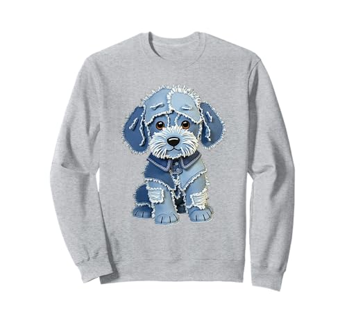 Lustiger Retro-Jeans-Patch mit Hunde-Motiv Sweatshirt Lustiger Retro-Jeans-Patch mit Hunde-Motiv Sweatshirt von Women's Retro Funny Denim Patch Animal Dog Tees