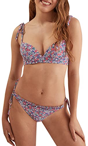 Women'secret Damen Bikinihöschen Schnürung Blumen Rosa Bikini-Set, XL von women'secret