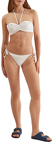 Women'secret Damen Bikinihöschen Schnürung Stickerei Weiß Bikini-Set, Elfenbein, S von Women'secret