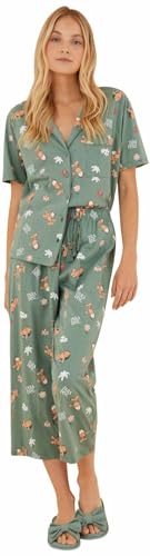 Women'secret Damen Garfield Pyjama aus 100% Baumwolle, Pyjamaset, Muster Grün, 38 von women'secret