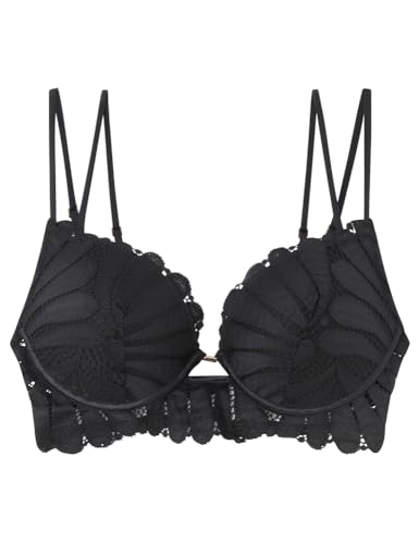 Women'secret Damen Gorgeous Push Up Spitze Schwarz Doppel Träger BH, 80D von women'secret