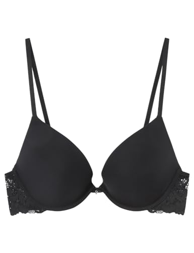 Women'secret Damen Gorgeous Push Up Tüll Mikrofaser Und Spitze Schwarz BH, 85B von women'secret