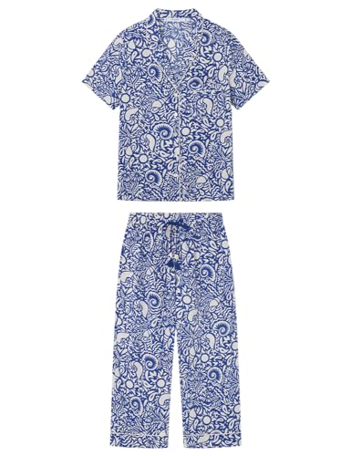 Women'secret Damen Kurzärmeliger Schlafanzug Mix and Match Seasides Pyjamaset, Blue Print, S Women'secret Damen Kurzärmeliger Schlafanzug Mix and Match Seasides Pyjamaset, Blue Print, S von Women'secret