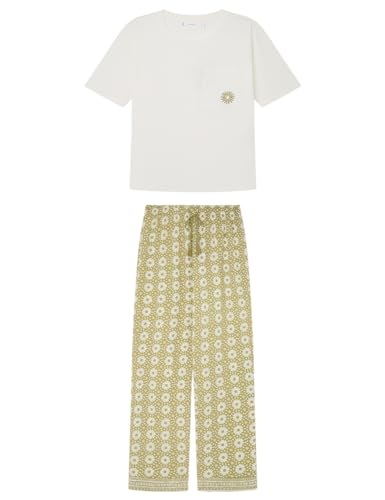 Women'secret Damen Langer Schlafanzug Weekly Sunshine Pyjamaset, Cream, S von Women'secret
