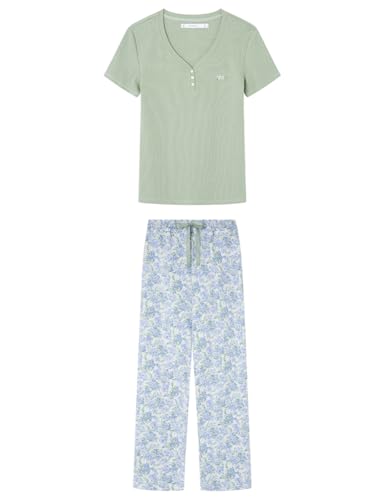 Women'secret Damen Long Pyjama Int Daily Farmer's Market Pyjamas, Kaki, 38 von Women'secret
