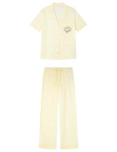 Women'secret Damen Long Pyjama Multilicense Happy Smiley Pyjamas, gelb, XXL von Women'secret