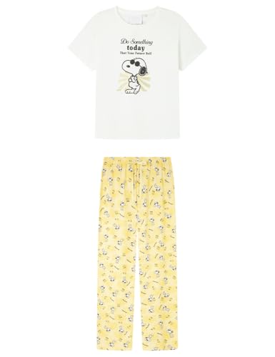 Women'secret Damen Long Pyjama Multilicense Happy Snoopy Pyjamas, weiß, 38 von Women'secret