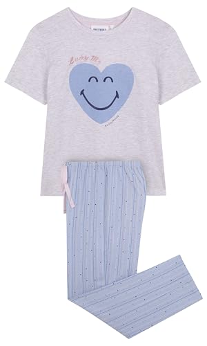 Women'secret Damen Long Pyjama Multilicense Lucky Love Smiley Pyjamas, grau, 38 von Women'secret
