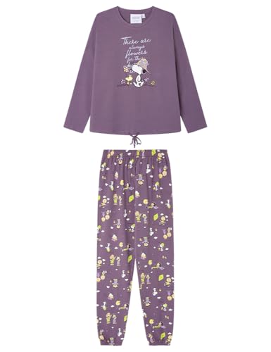 Women'secret Damen Long Pyjama Multilicense Nostalgia Snoopy Pyjamas, dunkelviolett, XL von Women'secret