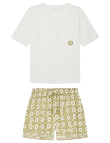 Women'secret Damen Pijama 100% Algodón Shorts Flores Pyjamaset, Cream, S von Women'secret