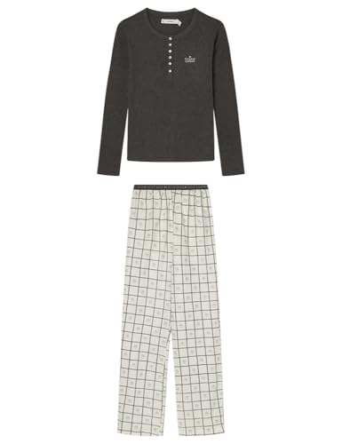 Women'secret Damen Pijama Largo Checks Pyjamas, Gris, L von Women'secret