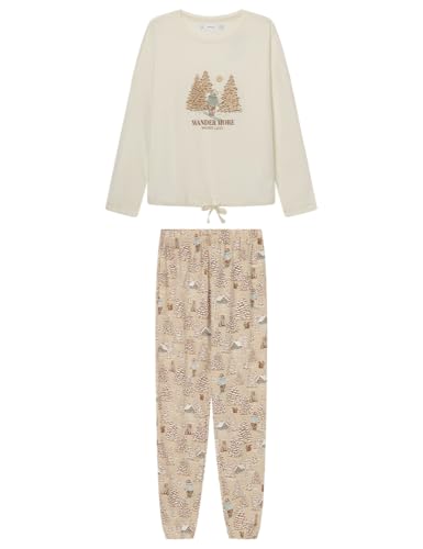 Women'secret Damen Pijama Largo Teddy Tree Pyjamas, Blanco, L von Women'secret