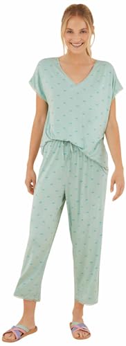 Women'secret Damen Pyjama Capri Grün Der Nachbar Blonde Pyjamaset, 42 von women'secret