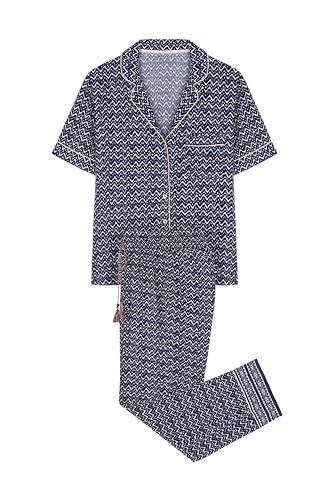 Women'secret Damen Pyjama mit langem Zickzack-Hemd Pyjamaset, Bedruckt blau, XL von Women'secret