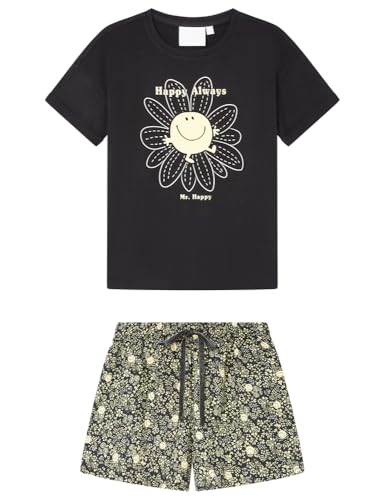 Women'secret Damen Short Pyjama Multilicense Happy Smiley Pyjamas, Schwarz, 38 von Women'secret