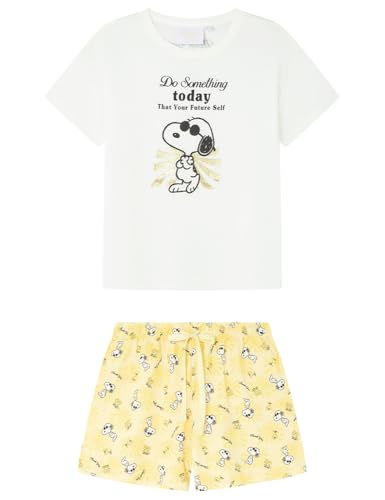 Women'secret Damen Short Pyjama Multilicense Happy Snoopy Pyjamas, weiß, 38 von Women'secret