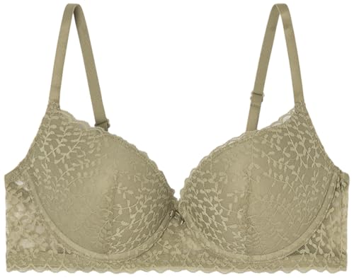 Women'secret Damen Sujetador Helankas 1 WUNDERSCHÖNER Push-up-BH aus hellkhakifarbener Spitze, Kaki, 95B von Women'secret
