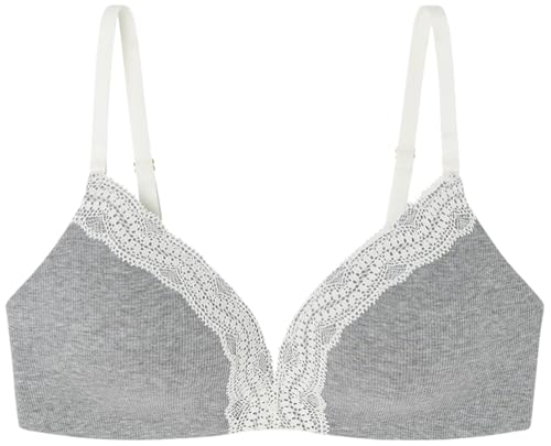 Women'secret Damen Sujetador Triangular Acolchado Cotton Collection 1 Triangel-BH Charming Spitze Grau, Blickdicht NA, 100B von Women'secret