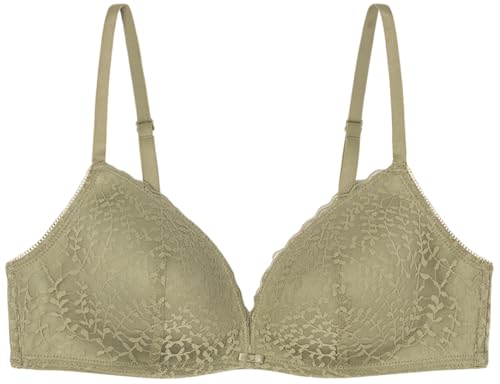Women'secret Damen Sujetador Triangular Acolchado Helankas 1 CHARMANTer, Polster Triangel-BH aus hellkhakifarbener Spitze, Kaki, 100B von Women'secret