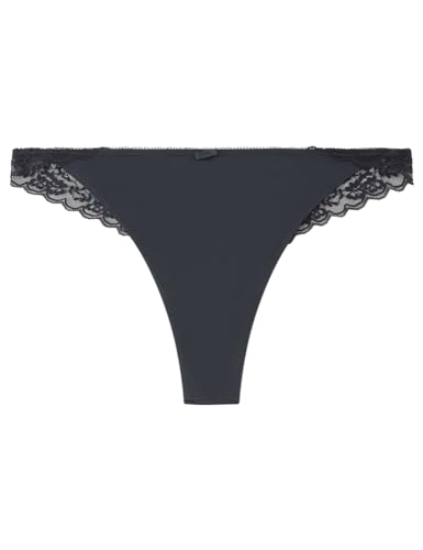 Women'secret Damen Tanga Mikrofaser Spitze Grau Dessous, Meliert, 38 von women'secret