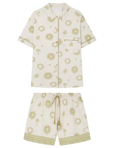 Women'secret Damen Weekly Sunshine Kurzärmeliger Schlafanzug Pyjamaset, Green Print, M Women'secret Damen Weekly Sunshine Kurzärmeliger Schlafanzug Pyjamaset, Green Print, M von Women'secret