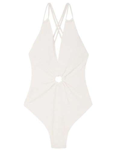 Women'secret Damen White Jacquard Swimsuit with Ring Schwimm-Slips, Ivory, M Women'secret Damen White Jacquard Swimsuit with Ring Schwimm-Slips, Ivory, M von Women'secret