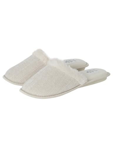 Women'secret Damen Zapatillas Daily Nordic Botanical Slipper, Elfenbein, Medium Weit von Women'secret