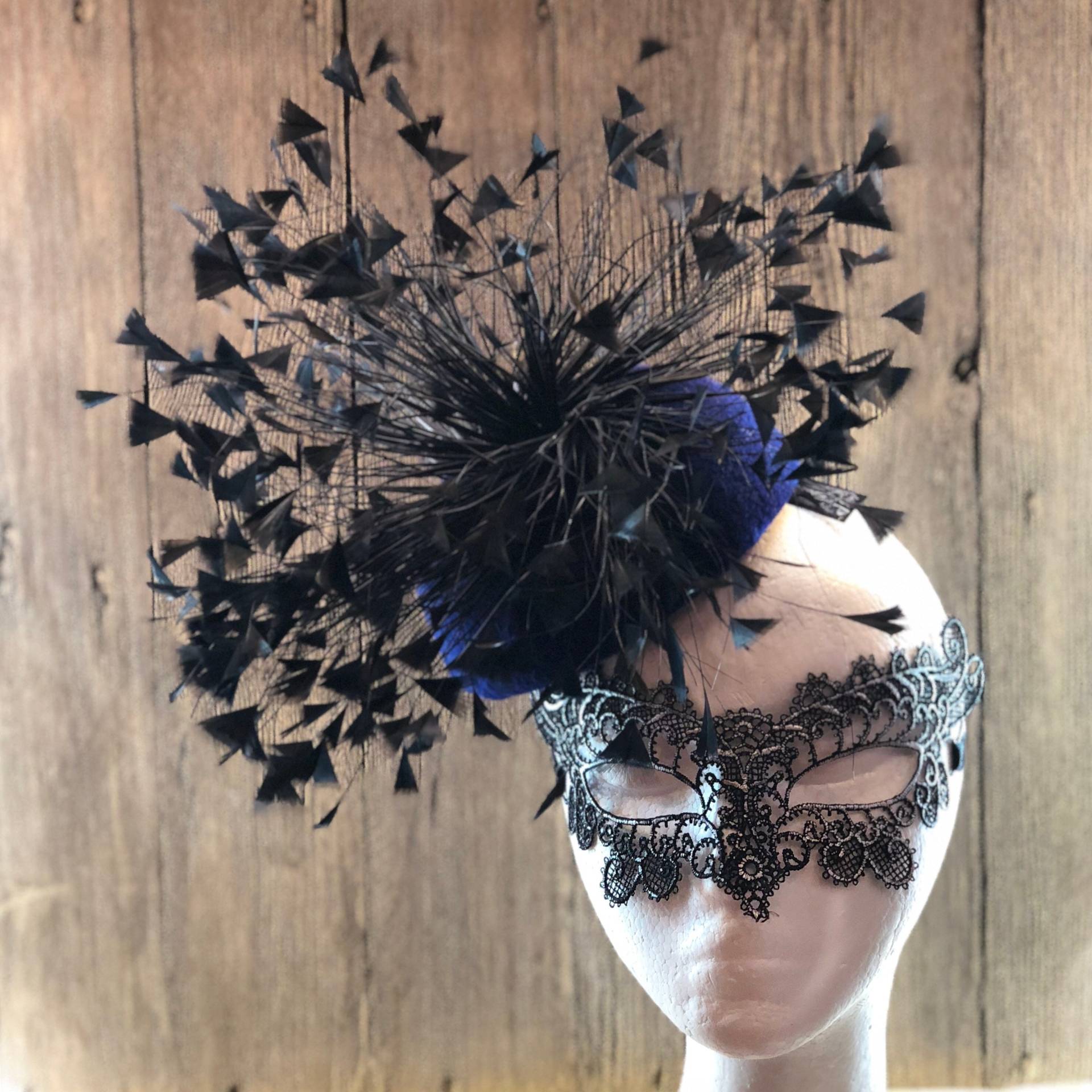 Schwarz Blauer Fascinator. Rennhut, Fascinator, Cocktailhut, Filzhut, Hochzeitshut Schwarz Blauer Fascinator. Rennhut, Fascinator, Cocktailhut, Filzhut, Hochzeitshut von WomenHatAccessories