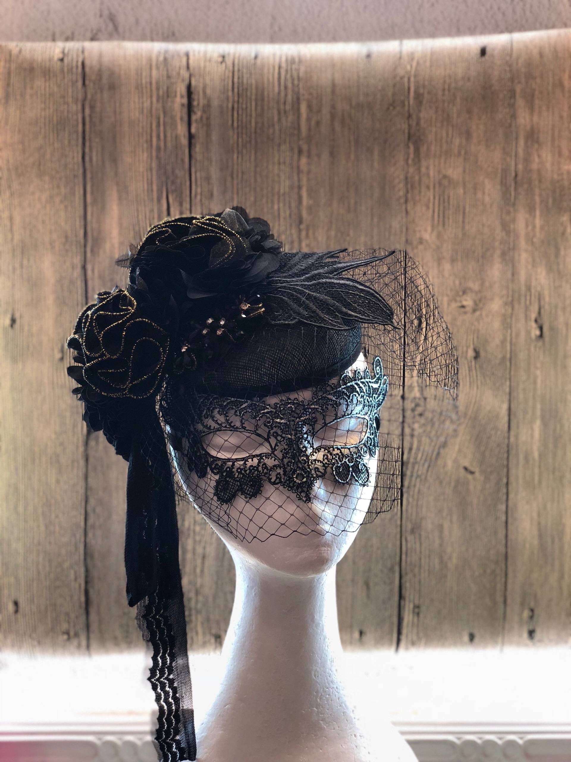 Schwarzer Fascinator, Party Hut, Ascot Bordeaux Cup, Cocktail Hut Schwarzer Fascinator, Party Hut, Ascot Bordeaux Cup, Cocktail Hut von WomenHatAccessories