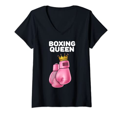Boxing Queen | Damen Boxing T-Shirt | Mädchen Boxer Boxen T-Shirt mit V-Ausschnitt Boxing Queen | Damen Boxing T-Shirt | Mädchen Boxer Boxen T-Shirt mit V-Ausschnitt von Womens Boxing Shirts for Girls