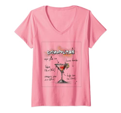 Damen Cosmopolitan Cosmo Cocktail-T-Shirt für Damen T-Shirt mit V-Ausschnitt Damen Cosmopolitan Cosmo Cocktail-T-Shirt für Damen T-Shirt mit V-Ausschnitt von Womens Cocktail T Shirts