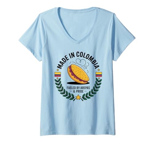 Damen Kolumbien Flagge Arepas Jungen Mädchen Kolumbian Gear Columbia Flagge T-Shirt mit V-Ausschnitt Damen Kolumbien Flagge Arepas Jungen Mädchen Kolumbian Gear Columbia Flagge T-Shirt mit V-Ausschnitt von Womens Colombia Jersey For Men Colombian Flag