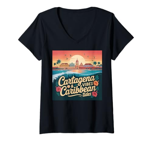 Damen Kolumbien Flagge Cartagena Karibik Kolumbien Flagge Kolumbien Flagge T-Shirt mit V-Ausschnitt von Womens Colombia Jersey For Men Colombian Flag
