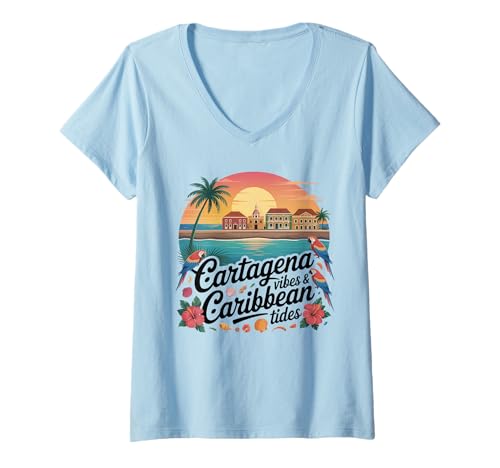 Damen Kolumbien Flagge Cartagena Karibik Kolumbien Flagge Kolumbien Flagge T-Shirt mit V-Ausschnitt von Womens Colombia Jersey For Men Colombian Flag