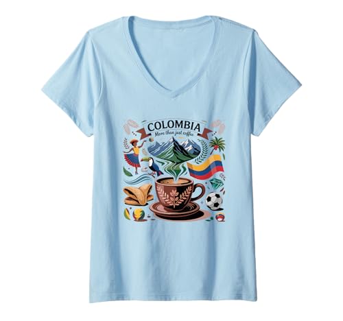 Damen Kolumbien Flagge Kaffee Jungen Mädchen Kolumbian Gear Columbia Flagge T-Shirt mit V-Ausschnitt Damen Kolumbien Flagge Kaffee Jungen Mädchen Kolumbian Gear Columbia Flagge T-Shirt mit V-Ausschnitt von Womens Colombia Jersey For Men Colombian Flag