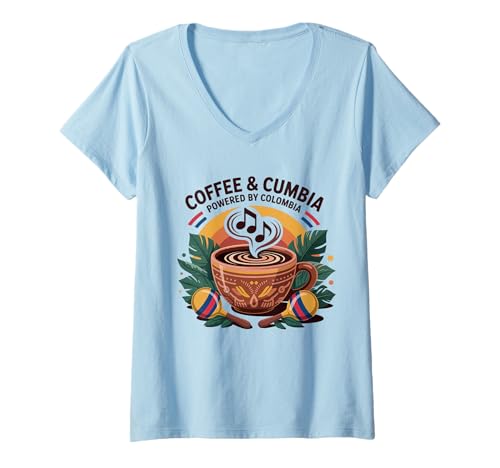 Damen Kolumbien Flagge Kaffee Jungen Mädchen Kolumbian Gear Columbia Flagge T-Shirt mit V-Ausschnitt Damen Kolumbien Flagge Kaffee Jungen Mädchen Kolumbian Gear Columbia Flagge T-Shirt mit V-Ausschnitt von Womens Colombia Jersey For Men Colombian Flag