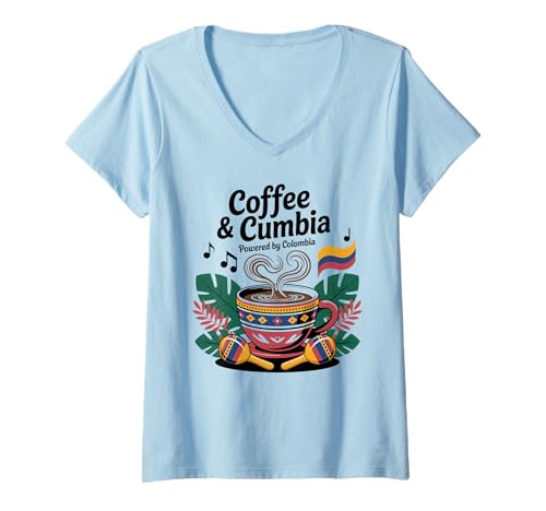 Damen Kolumbien Flagge Kaffee Jungen Mädchen Kolumbian Gear Columbia Flagge T-Shirt mit V-Ausschnitt Damen Kolumbien Flagge Kaffee Jungen Mädchen Kolumbian Gear Columbia Flagge T-Shirt mit V-Ausschnitt von Womens Colombia Jersey For Men Colombian Flag