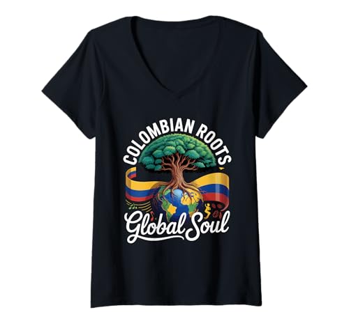 Damen Kolumbien Flagge Wurzeln Jungen Mädchen Kolumbian Gear Columbia Flagge T-Shirt mit V-Ausschnitt Damen Kolumbien Flagge Wurzeln Jungen Mädchen Kolumbian Gear Columbia Flagge T-Shirt mit V-Ausschnitt von Womens Colombia Jersey For Men Colombian Flag