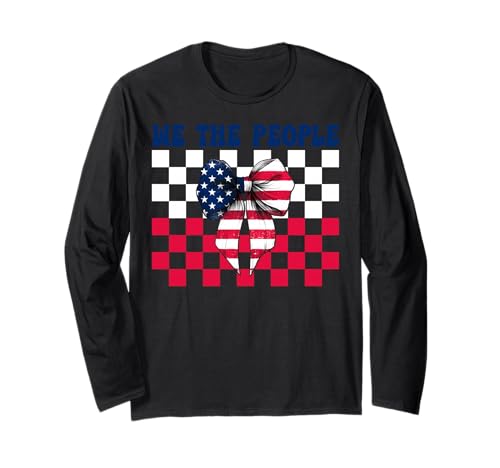 4. Juli USA Amerikanische Flagge Patriotisches Mädchen We The People Langarmshirt von Womens Coquette Bow 4th of July USA Flag Gifts