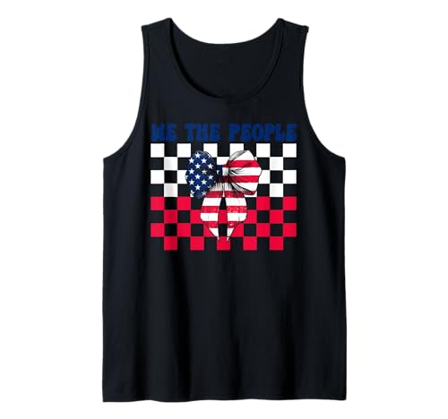 4. Juli USA Amerikanische Flagge Patriotisches Mädchen We The People Tank Top von Womens Coquette Bow 4th of July USA Flag Gifts