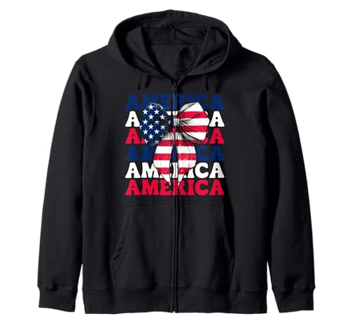 Amerika 4. Juli USA Amerikanische Flagge Patriotische Mädchen Mama Kapuzenjacke Amerika 4. Juli USA Amerikanische Flagge Patriotische Mädchen Mama Kapuzenjacke von Womens Coquette Bow 4th of July USA Flag Gifts