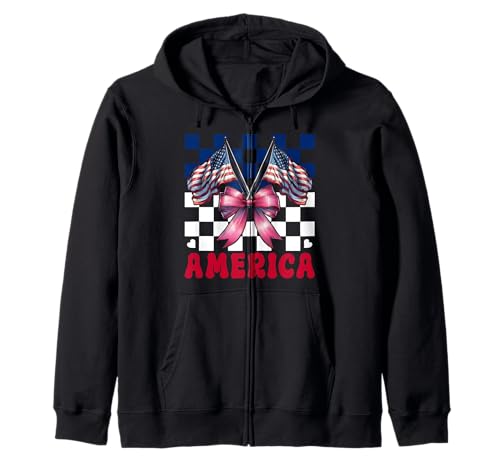 Amerika 4. Juli USA Amerikanische Flagge Patriotische Mädchen Mama Kapuzenjacke von Womens Coquette Bow 4th of July USA Flag Gifts