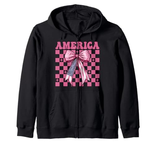 Amerika 4. Juli USA Amerikanische Flagge Patriotische Mädchen Mama Kapuzenjacke Amerika 4. Juli USA Amerikanische Flagge Patriotische Mädchen Mama Kapuzenjacke von Womens Coquette Bow 4th of July USA Flag Gifts