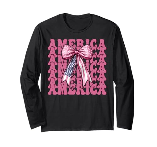 Amerika 4. Juli USA Amerikanische Flagge Patriotische Mädchen Mama Langarmshirt Amerika 4. Juli USA Amerikanische Flagge Patriotische Mädchen Mama Langarmshirt von Womens Coquette Bow 4th of July USA Flag Gifts