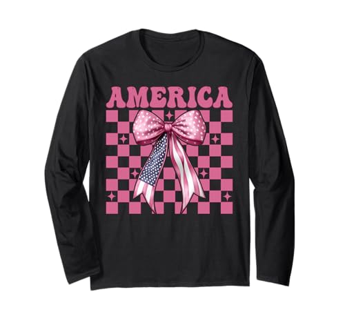 Amerika 4. Juli USA Amerikanische Flagge Patriotische Mädchen Mama Langarmshirt Amerika 4. Juli USA Amerikanische Flagge Patriotische Mädchen Mama Langarmshirt von Womens Coquette Bow 4th of July USA Flag Gifts
