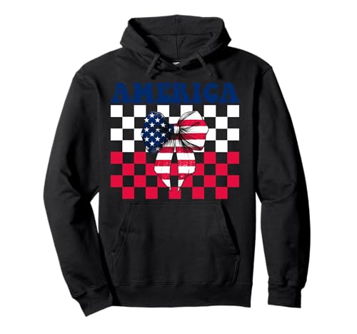 Amerika 4. Juli USA Amerikanische Flagge Patriotische Mädchen Mama Pullover Hoodie Amerika 4. Juli USA Amerikanische Flagge Patriotische Mädchen Mama Pullover Hoodie von Womens Coquette Bow 4th of July USA Flag Gifts