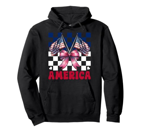 Amerika 4. Juli USA Amerikanische Flagge Patriotische Mädchen Mama Pullover Hoodie Amerika 4. Juli USA Amerikanische Flagge Patriotische Mädchen Mama Pullover Hoodie von Womens Coquette Bow 4th of July USA Flag Gifts