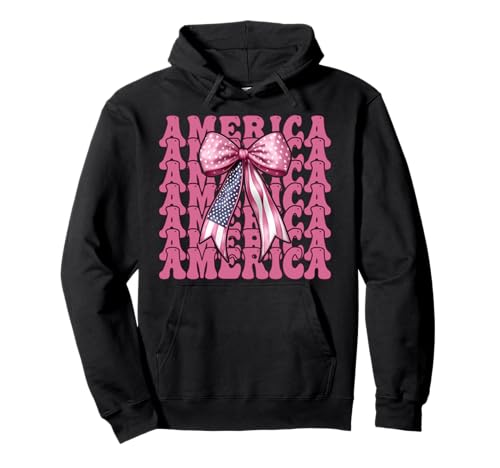 Amerika 4. Juli USA Amerikanische Flagge Patriotische Mädchen Mama Pullover Hoodie Amerika 4. Juli USA Amerikanische Flagge Patriotische Mädchen Mama Pullover Hoodie von Womens Coquette Bow 4th of July USA Flag Gifts