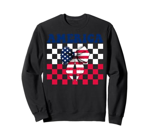 Amerika 4. Juli USA Amerikanische Flagge Patriotische Mädchen Mama Sweatshirt Amerika 4. Juli USA Amerikanische Flagge Patriotische Mädchen Mama Sweatshirt von Womens Coquette Bow 4th of July USA Flag Gifts